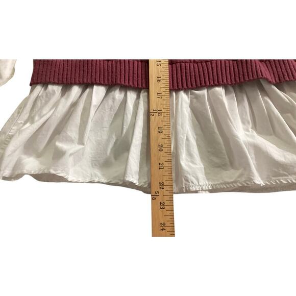 &merci Mixed Media Cable Detail Sweater maroon & white L - Picture 3 of 7